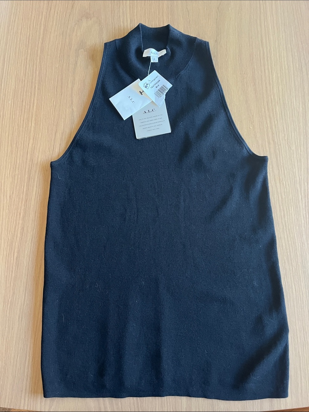 A.L.C. Black Ribbed Mock Neck Tank